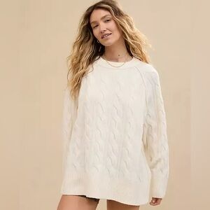 Aerie Cable Knit Sweater - Cream